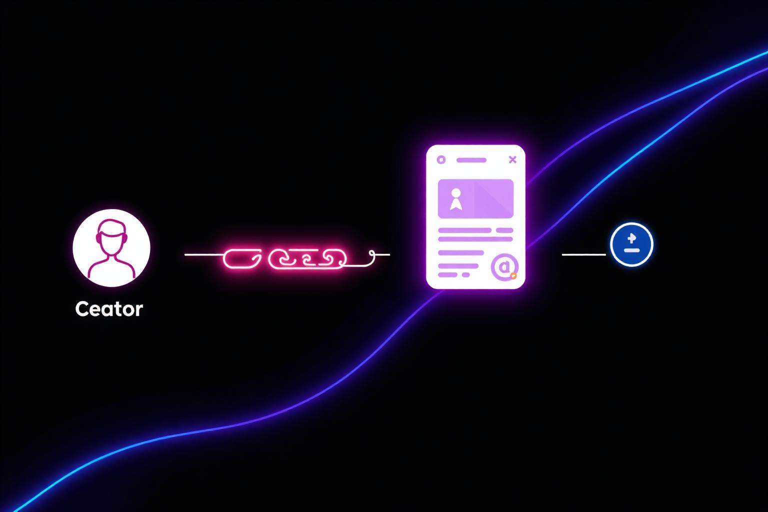 Diagram of an affiliate link flowing from creator profile to product page to commission