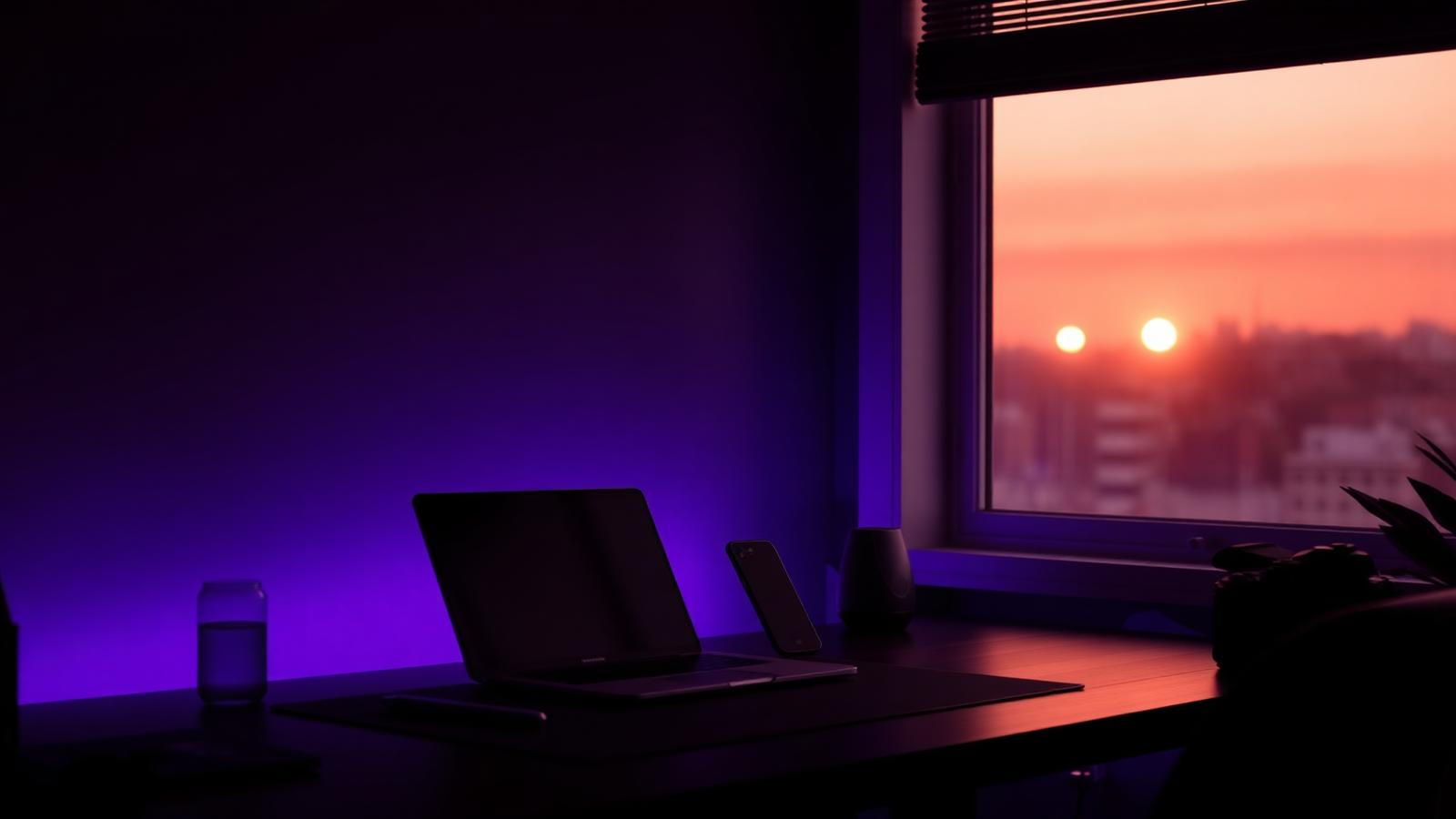 Cinematic creator workspace at sunset symbolizing affiliate marketing and brand deals